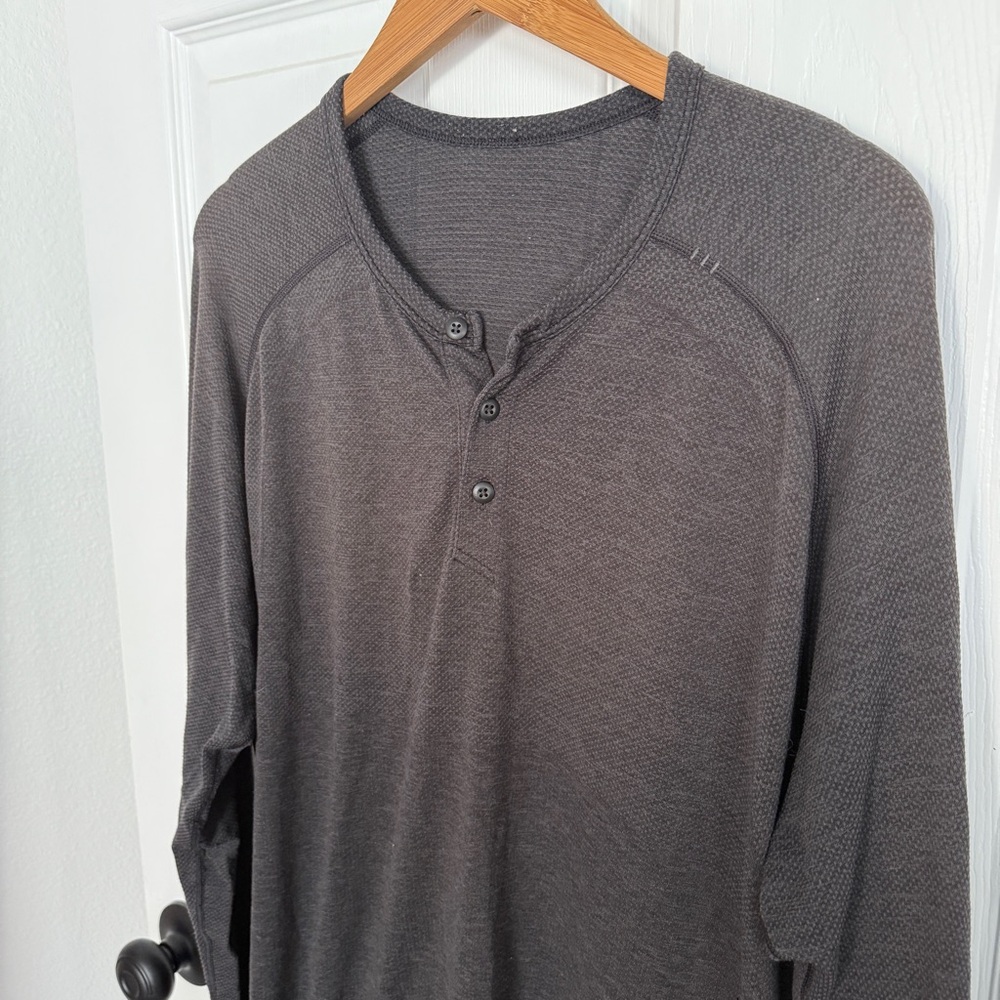 Lululemon Gray Long Sleeve Henley Shirt